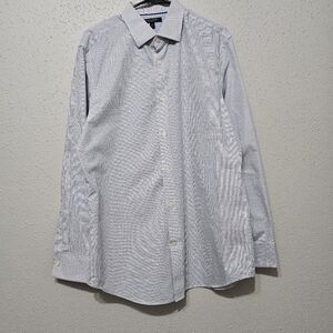 Banana Republic Non-Iron Slim Fit Dress Shirt Mens L Blue Check 100% Cotton